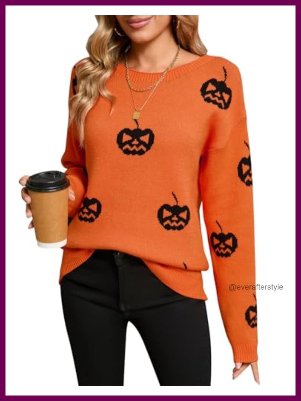 Women's Cute Multi-Hearts Knitted Pullover Sweater Crew Neck Long Sleeve